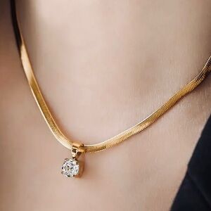 18K Gold Plated Stainless Steal Zirconia Necklace for Woman